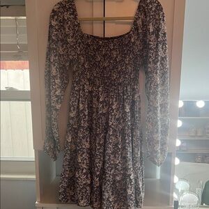 Altar'd State Black and White Floral Long Sleeve Dress